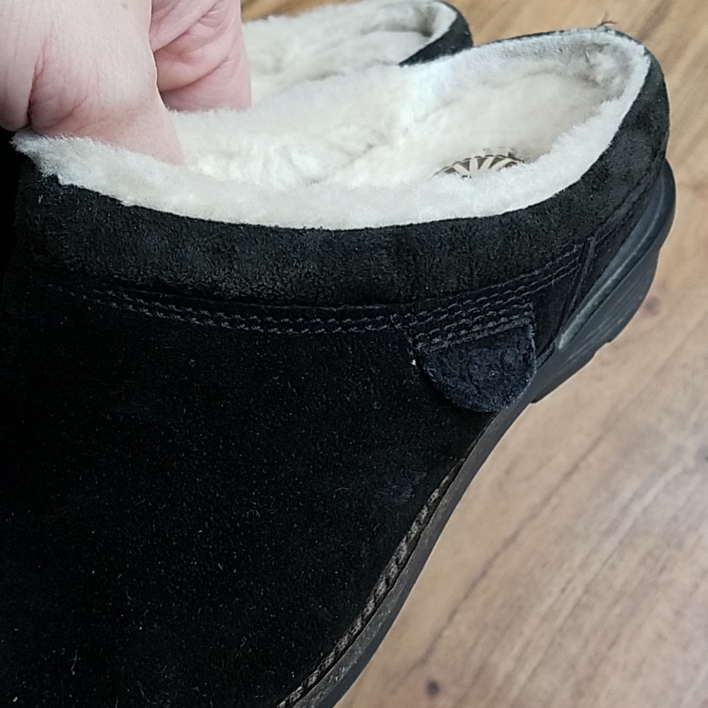 UGG Black Suede Mules with Cream Lining - Picture 4 of 8